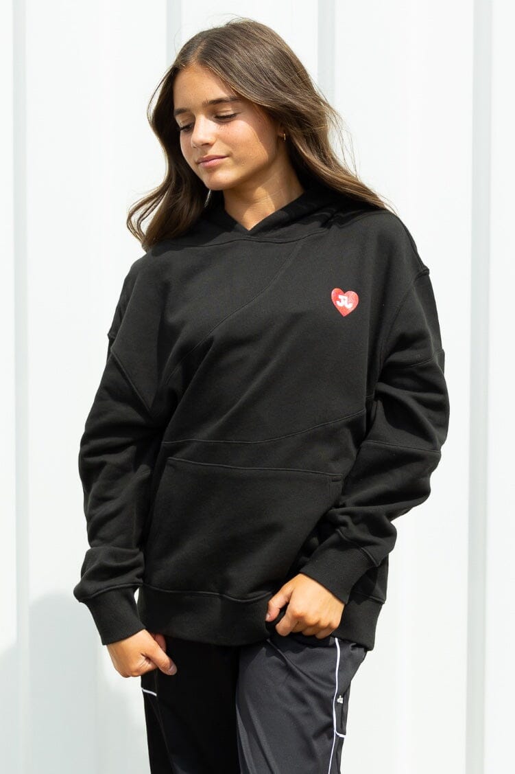 Beating Heart Hoodie To & From - Tops - Sweatshirts Jo+Jax Black YS