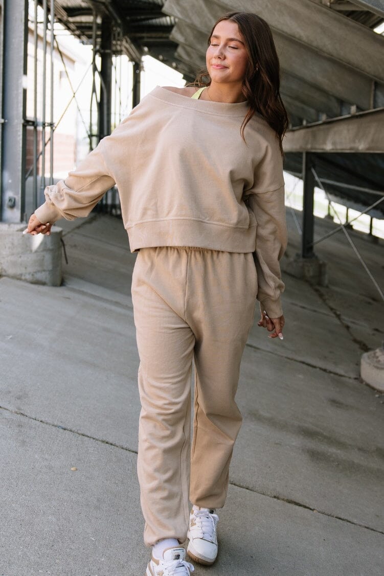 Jo+Jax Cropped Sweatshirt Jo+Jax Latte XX-Small Adult