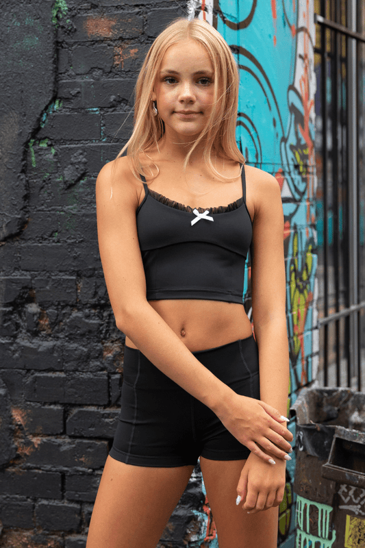 Daydream Crop Fitted Wear - Tops - Crop Tops Jo+Jax Black Youth Small 