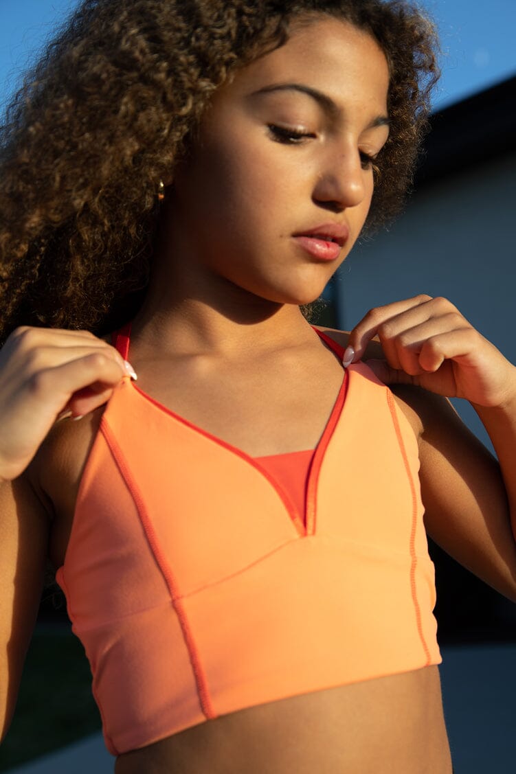 Double Dip Crop Fitted Wear - Tops - Crop Tops Jo+Jax Grapefruit Youth Small 