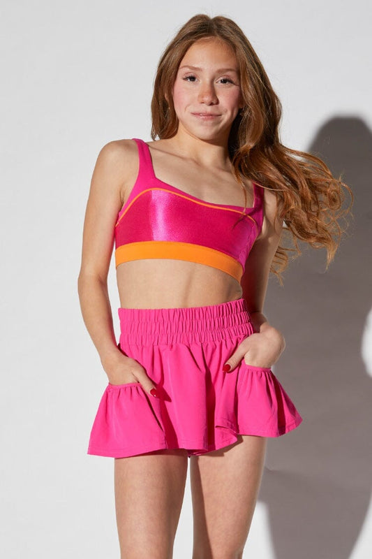 Glow Top Fitted Wear - Tops - Bra Tops Jo+Jax Neon Pink Youth Small 