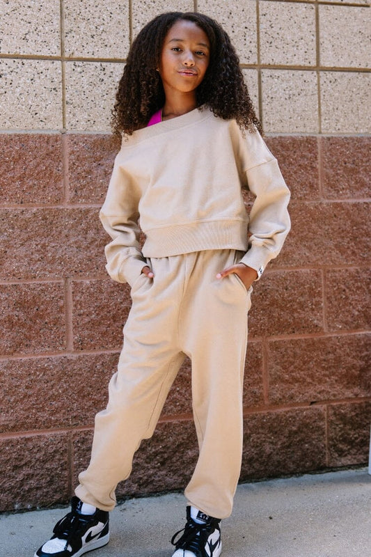 Jo+Jax Sweatpants Graphics Apparel - To & From - Bottoms - Sweatpants Jo+Jax Latte Youth Small 