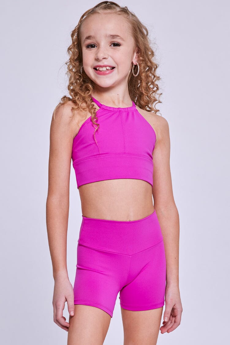 90 Logo Girl Cropped Tee ブラックピンクレオパード Kids Girls Top NYC GIRLS RULE Printed Stylish Trendy Crop