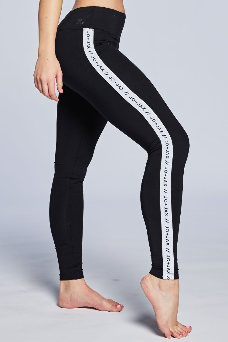 Racer Leggings Fitted Wear - Bottoms - Leggings Jo+Jax Black/ White Branded XX-Small Adult 