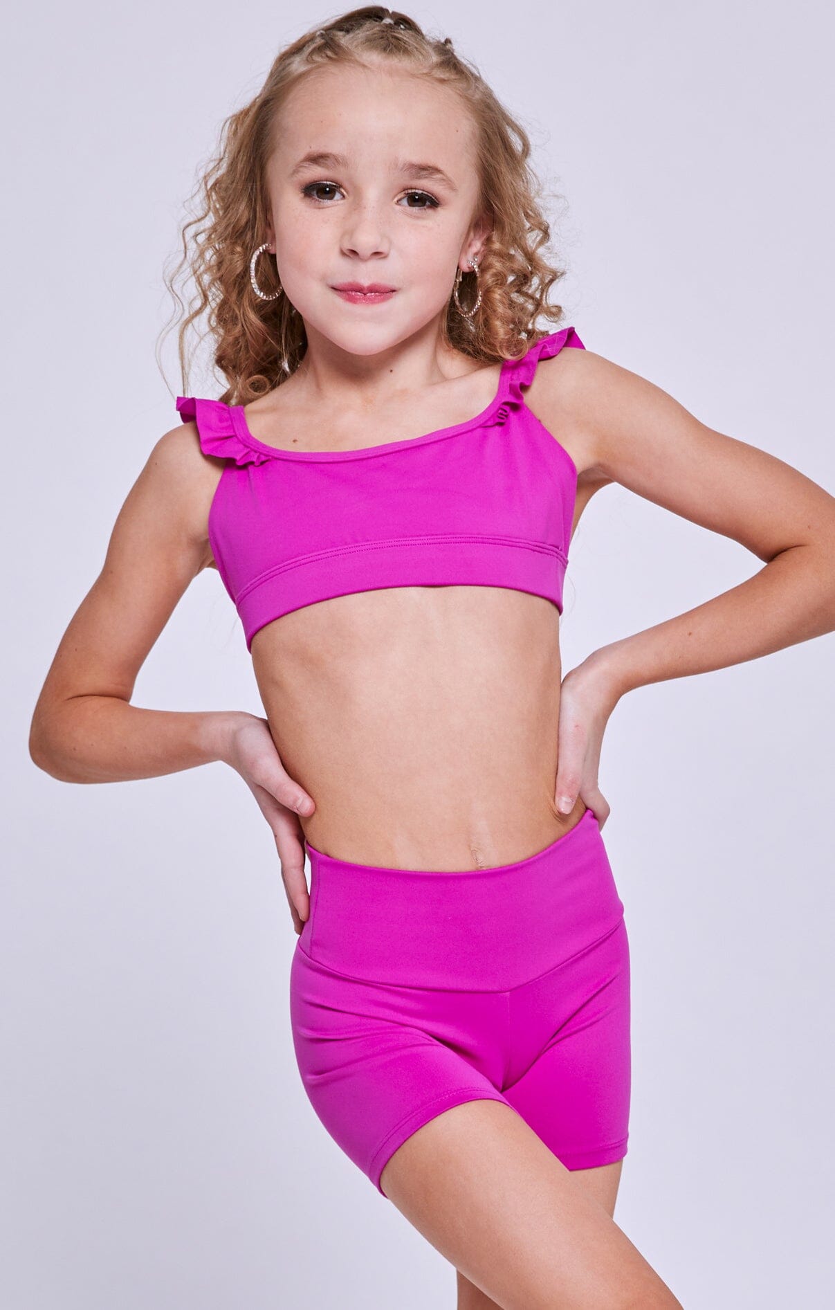 Ruffled Up Top Fitted Wear - Tops - Bra Tops Jo+Jax Fuchsia Youth Medium 