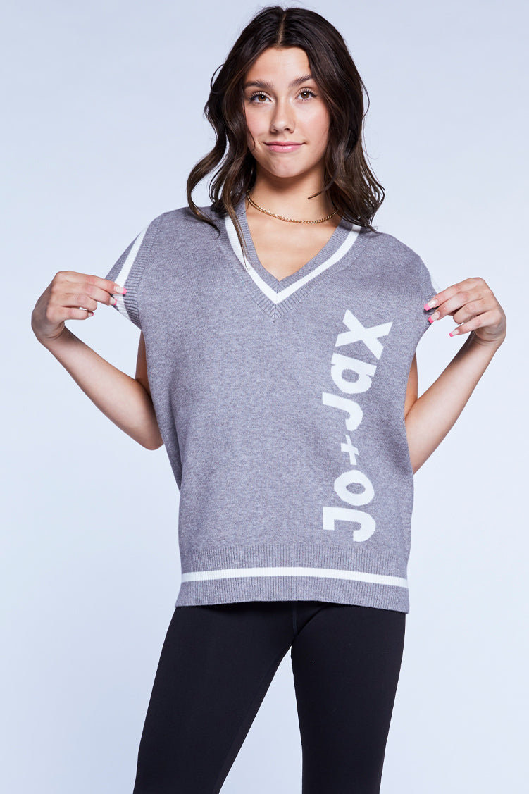 Varsity Vesty To & From - Tops - Pullover Jo+Jax Heathered Gray XX-Small Adult 